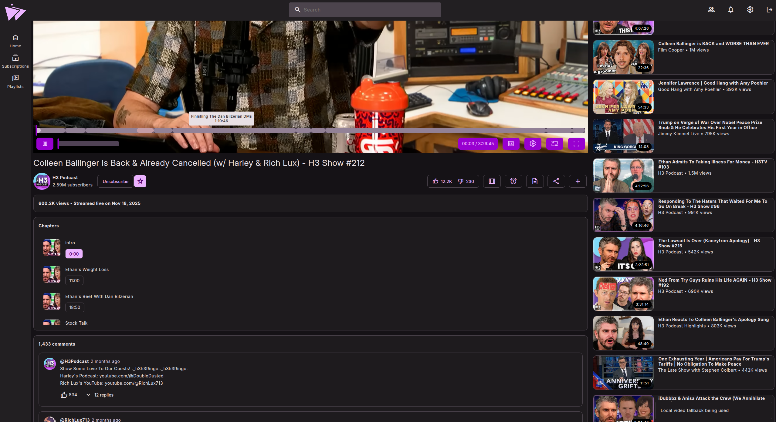 Preview of Materialious player