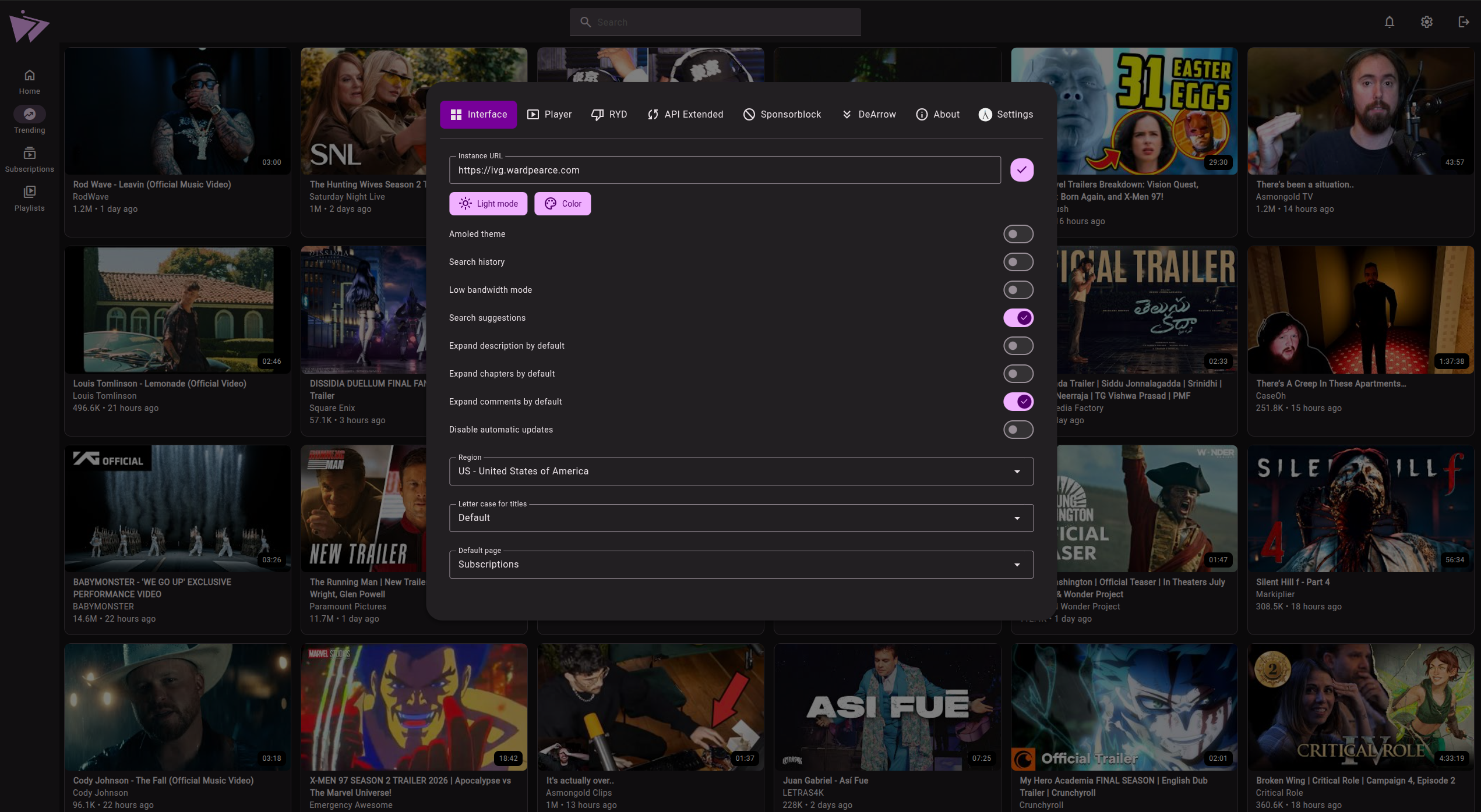 Preview of Materialious player